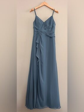 Azazie Dress "Emerald" style in blue Bridesmaid wedding guest prom size 8 flaw